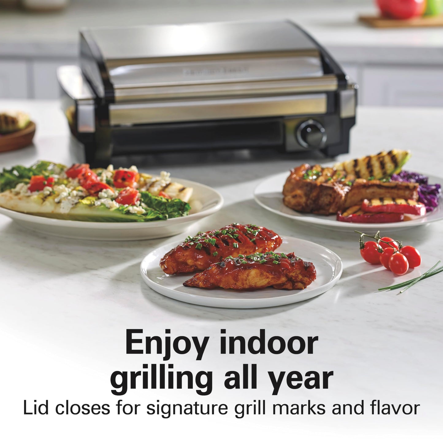 Indoor Searing Grill with Adjustable Temperature