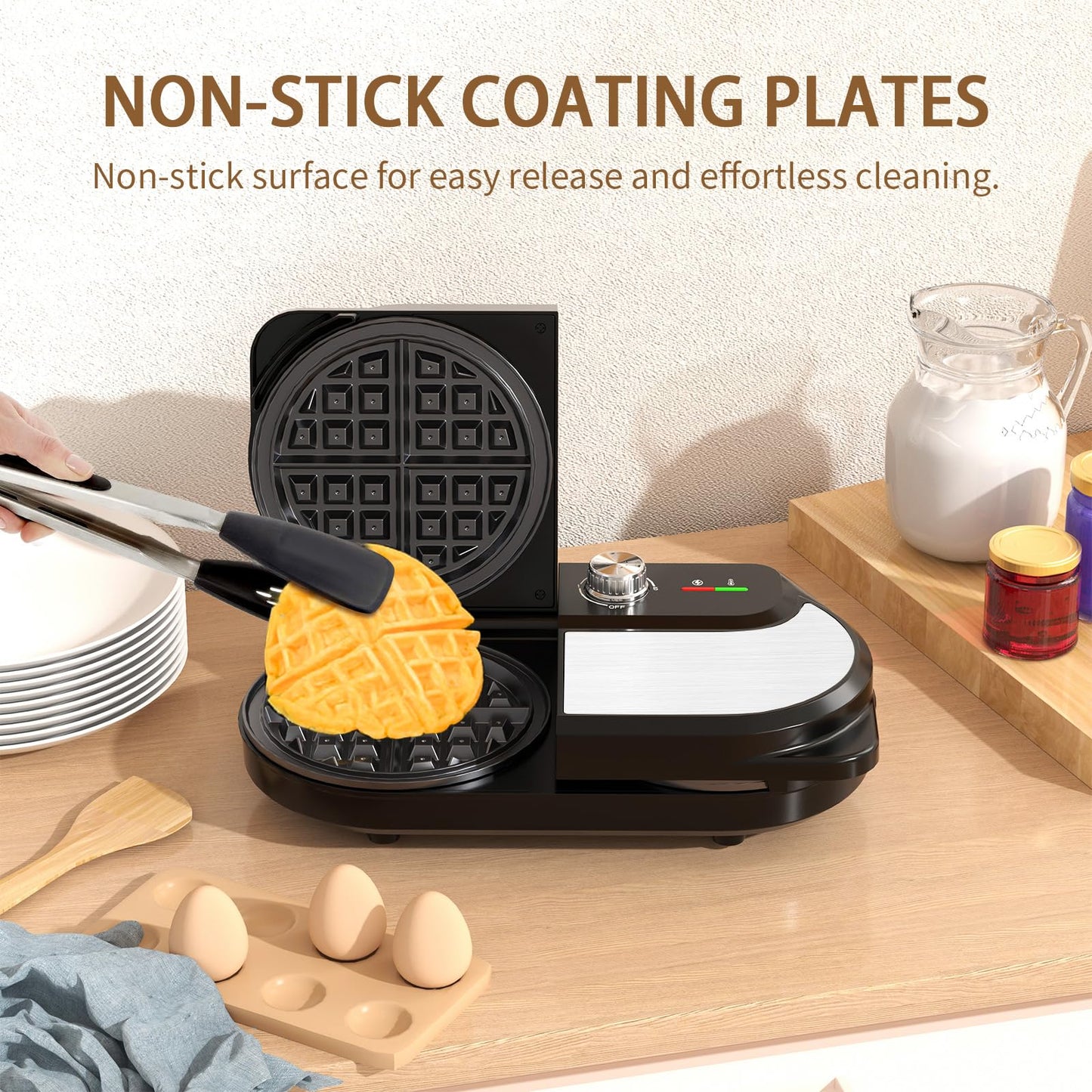 Double Belgian Waffle Maker with Stainless Steel