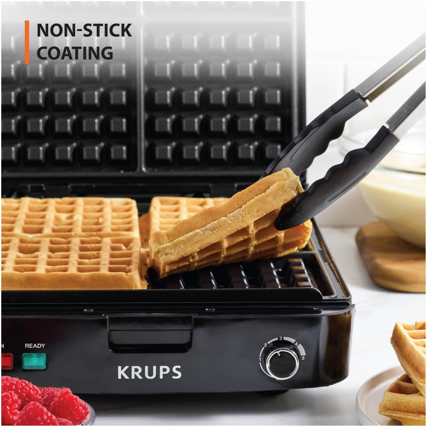 Rotating Belgian Waffle Maker with Nonstick Plates