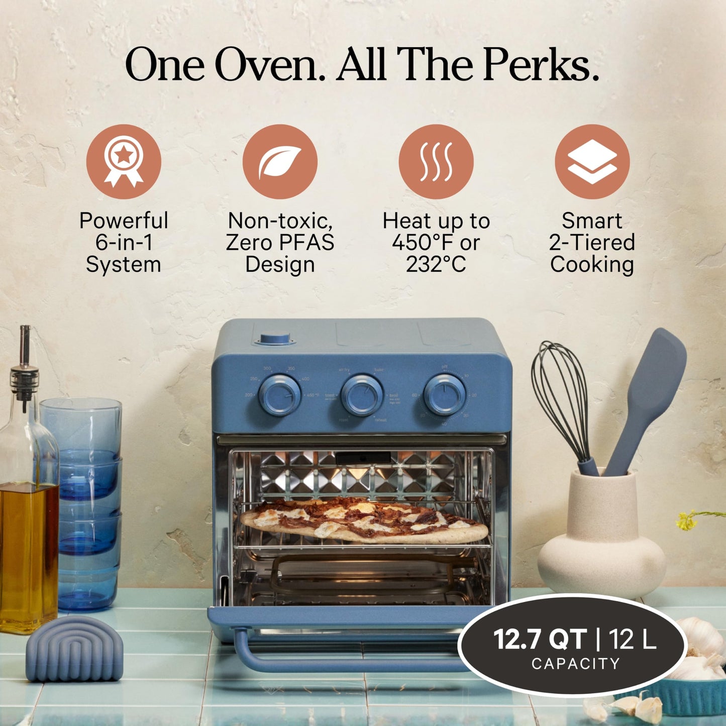 Compact Air Fryer Toaster Oven with Steam Infusion