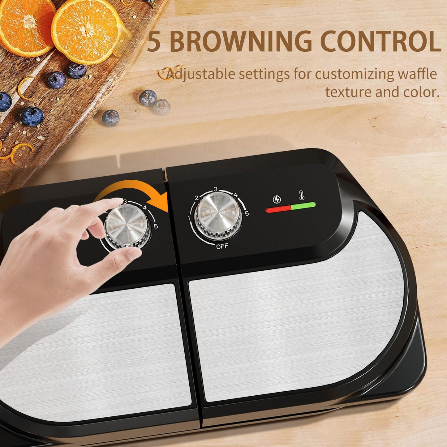 Double Belgian Waffle Maker with Stainless Steel