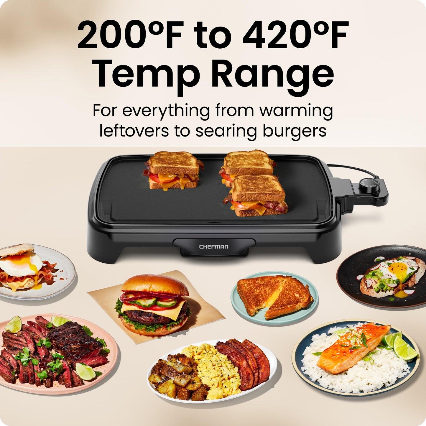 Extra-Large Electric Griddle with Temperature Control