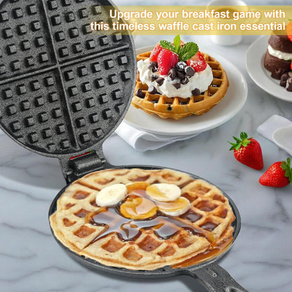 Cast Iron Waffle Maker with Stovetop Design