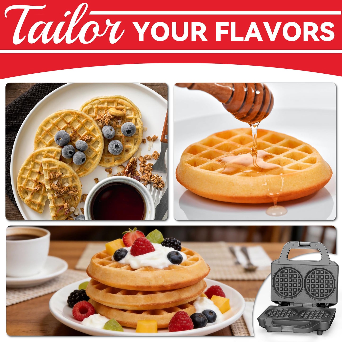 2-Piece Waffle Maker Set with Nonstick Plates