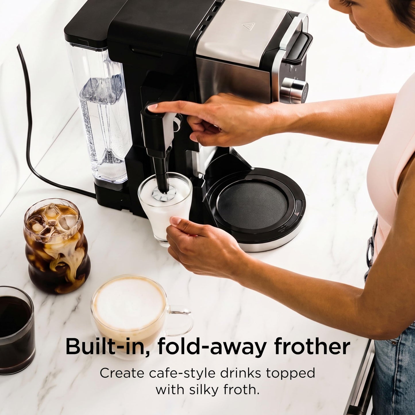 Specialty Drip Coffee Maker with Built-In Frother