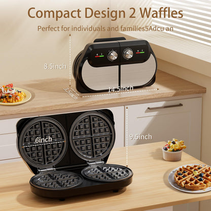 Double Belgian Waffle Maker with Stainless Steel