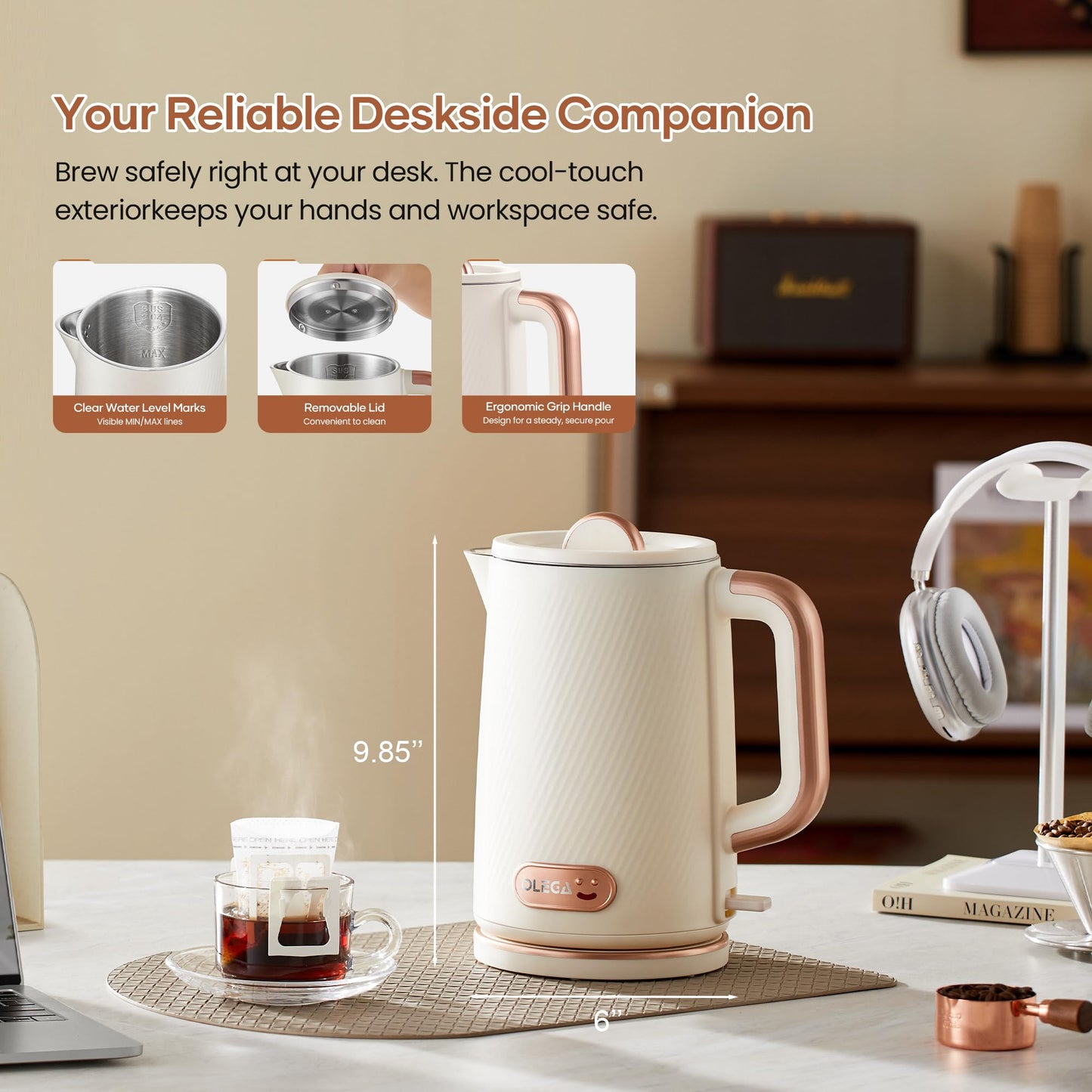 1.5L Electric Kettle with 1200W Fast Boil