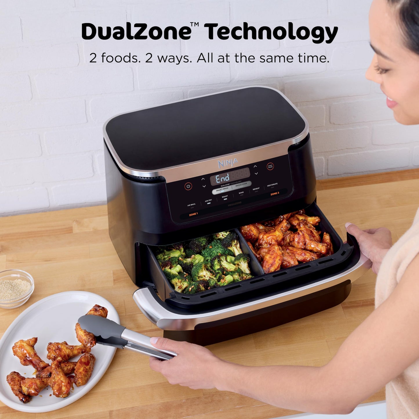 Dual-Zone Air Fryer with Smart Finish Cooking